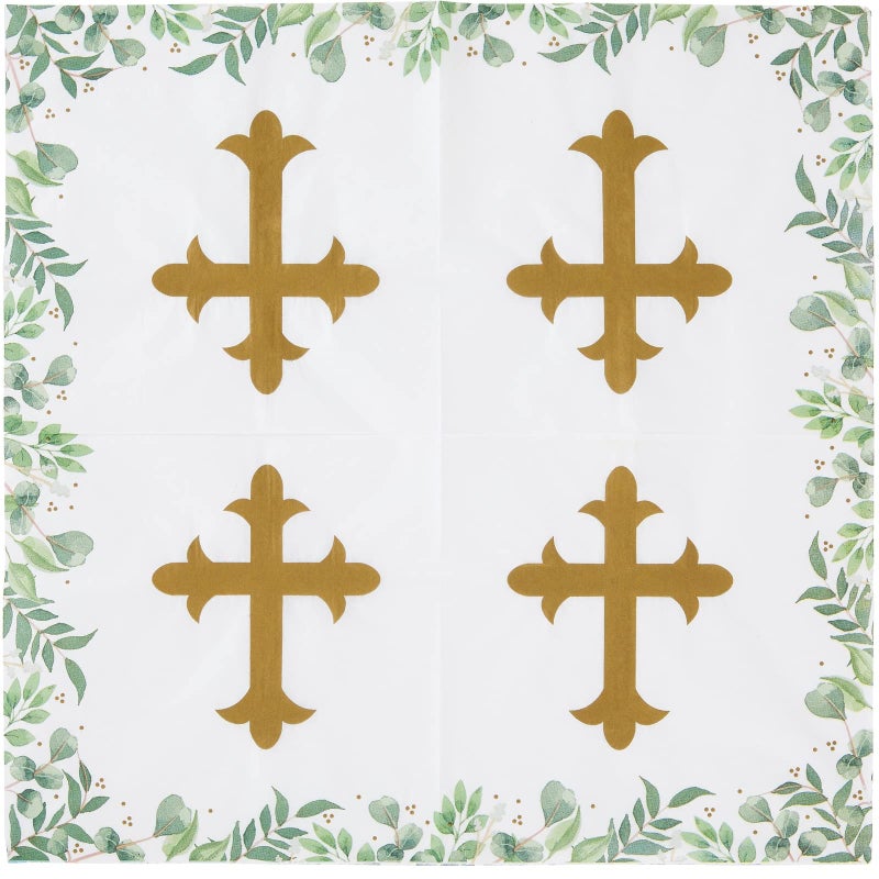 Sparkle and Bash Baptism Napkins Cross Design for Christening Decorations - 100 Pack, 2-Ply, 6.5 x 6.5 In - Image 5